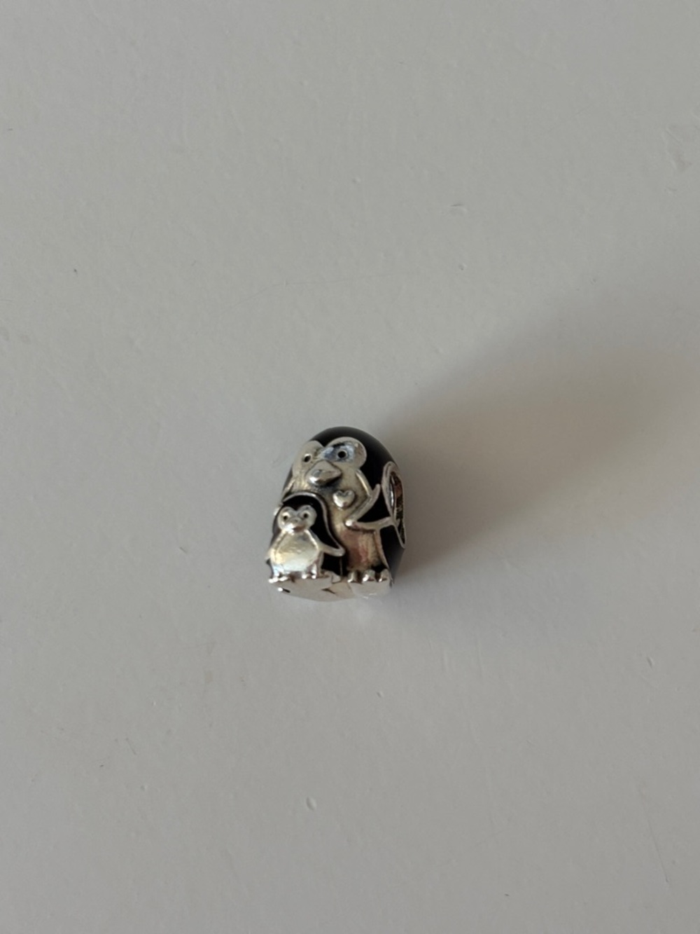 Pandora Silver Penguin Family Charm with Black Enamel